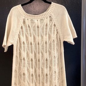 French Connection UK Style Short Sleeve Sweater/Blouse/Tunic Boho Ivory 1X